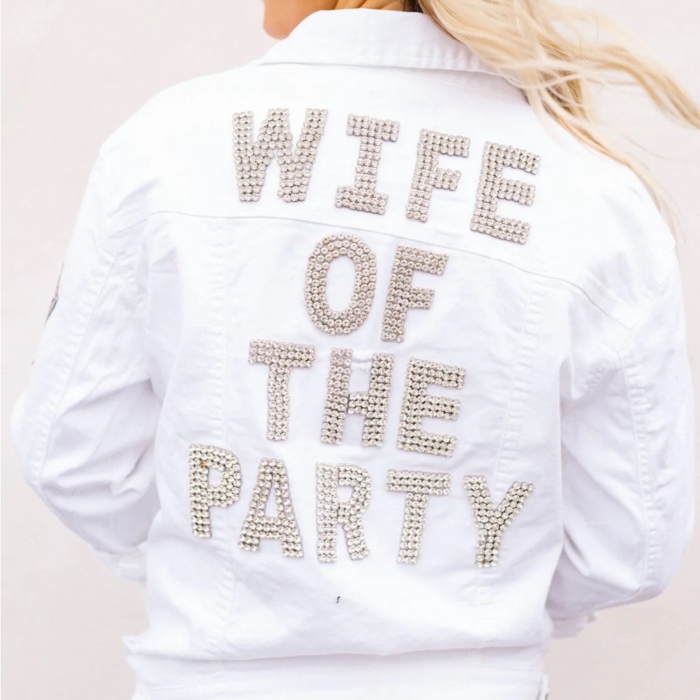 Judith March “Wife of the Party” distressed jean jacket.